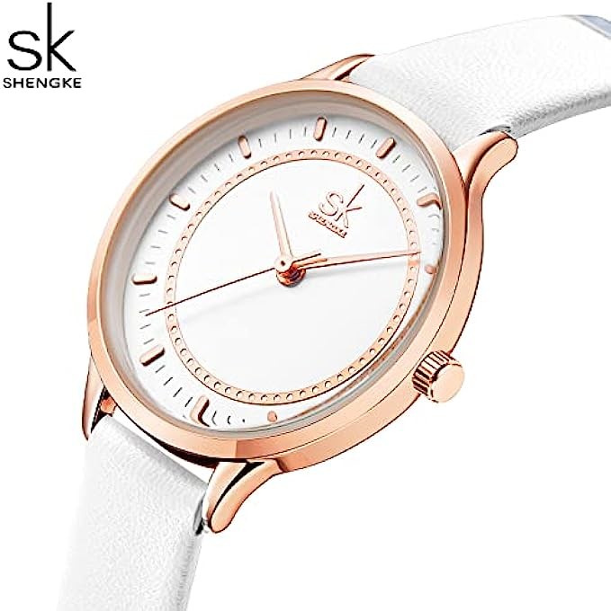 SHENGKE Women Watch Leather Band Simple Dial Watch for Women Waterproof Relogio Feminino