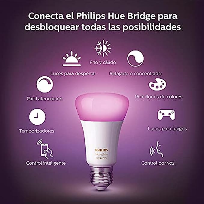 Philips Hue A19 LED Color Smart Bulb Starter Kit (75W 2021 Version), Compatible with Alexa, Apple HomeKit & Google Assistant, White and Color Ambiance (16 Million Colors), 4 Bulbs