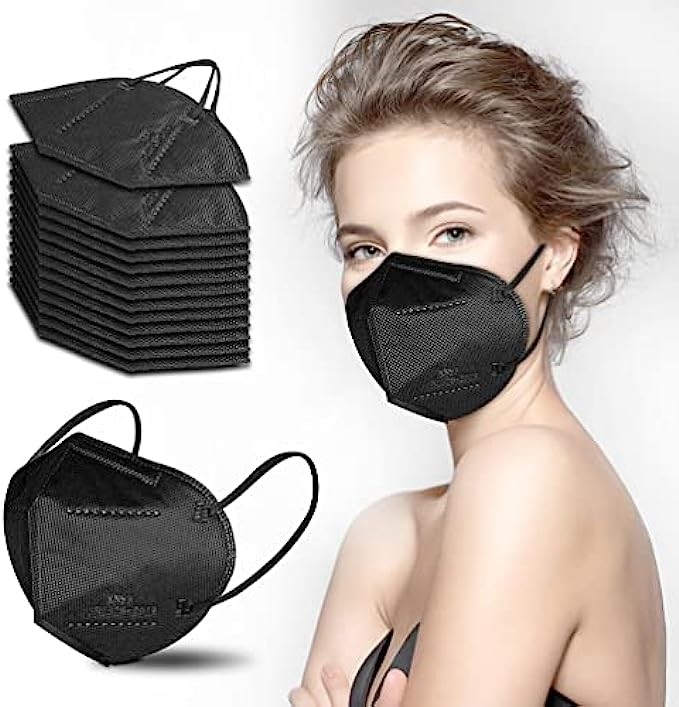 KN95 Face Mask 50 PCS, Breathable Protection Masks, 5-Ply KN95 Black Masks, Cup Dust Safety Masks